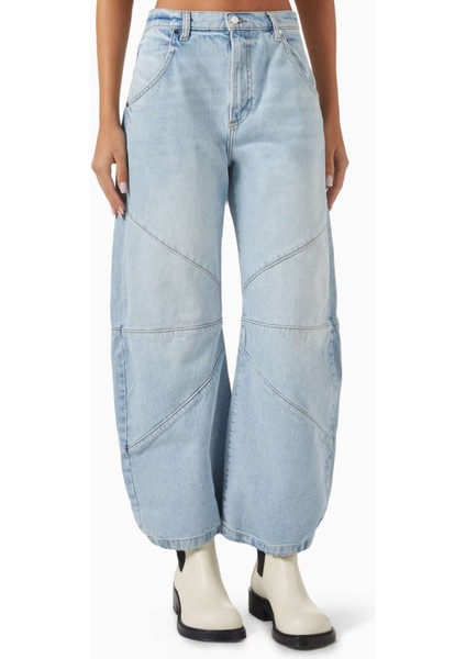 Freddy Cropped Barrel-Fit Jean - Açık Mavi - Premium Denim Kumaş