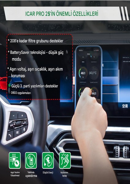 Icar Pro 2s Bluetooth 5.2v Elektrikli Araçlar Için Özel Abrp Uyumlu Arıza Tespit Cihazı