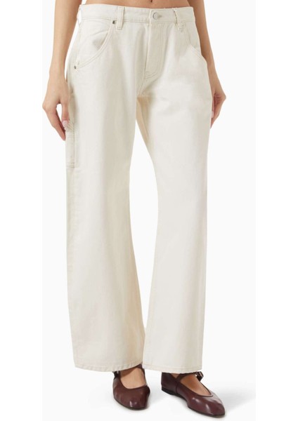 Kırık Beyaz Enzo Carpenter Jean - Denim - Rahat Kesim, Şık ve Çok Yönlü