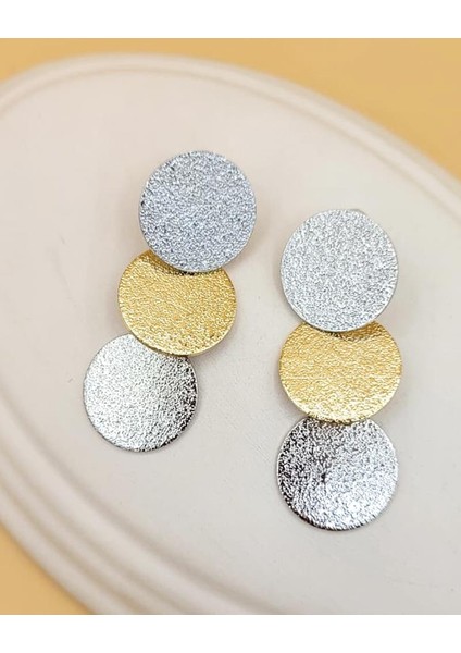 Üçlü Plaka Zvr Gold-Silver Küpe