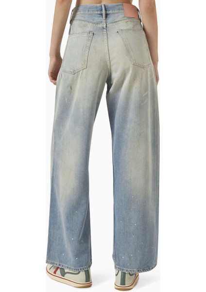 Açık Mavi Super Baggy-Fit Jean - %60 Pamuk, %40 Lyocell - Boya ve Lekeli Detaylar modelleri
