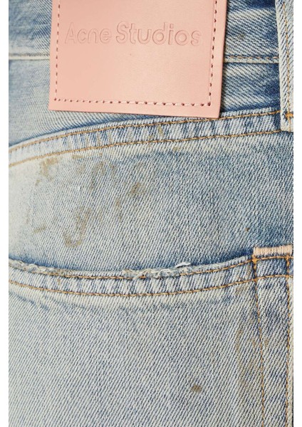 Açık Mavi Super Baggy-Fit Jean - %60 Pamuk, %40 Lyocell - Boya ve Lekeli Detaylar fırsatları