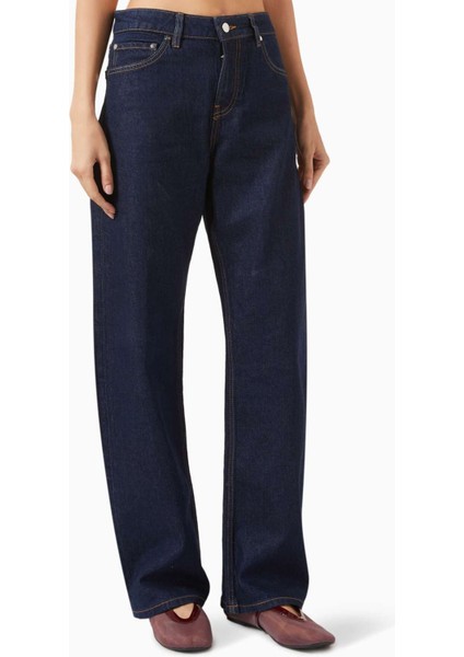 Lacivert Alida Loose Bowed Jeans - Denim - Relaxed Fit ve Abartılı Kavisli Dikişler