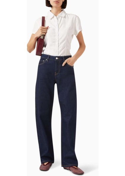 Lacivert Alida Loose Bowed Jeans - Denim - Relaxed Fit ve Abartılı Kavisli Dikişler fiyatları