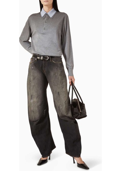 Siyah Düşük Bel Geniş Paça Jean - Organik Pamuk - Kaplama Denim fiyatları