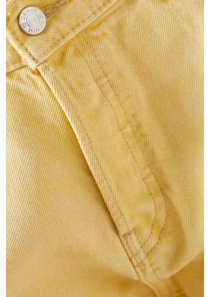 Cropped Low-Rise Baggy Jeans - Sarı - Premium Denim ile Rahat ve Vintage Tarzı fırsatları