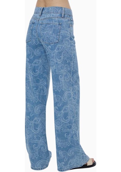 Paisley Desenli Bol Paça Jean fırsatları