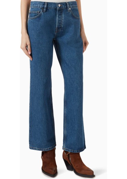 Cropped Low-Rise Baggy Jeans - Sarı - Premium Denim Kumaş ile Modern Tarzınızı Yansıtın