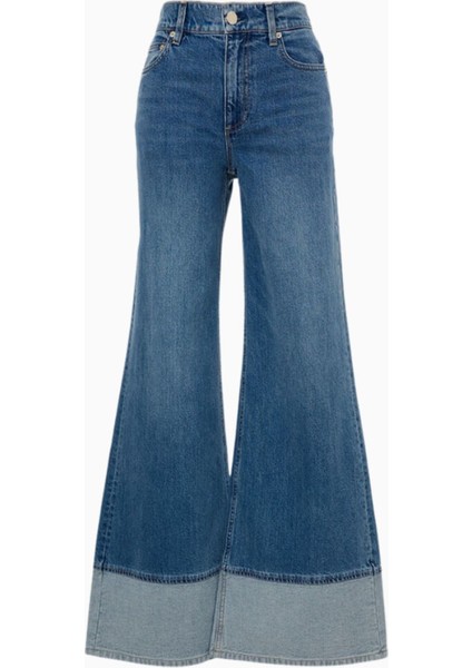 Düğme Kapamalı Ispanyol Paça Denim Pantolon