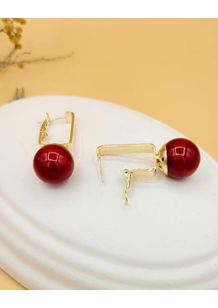 Kırmızı Inci Top Pirinç Küpe indirimleri