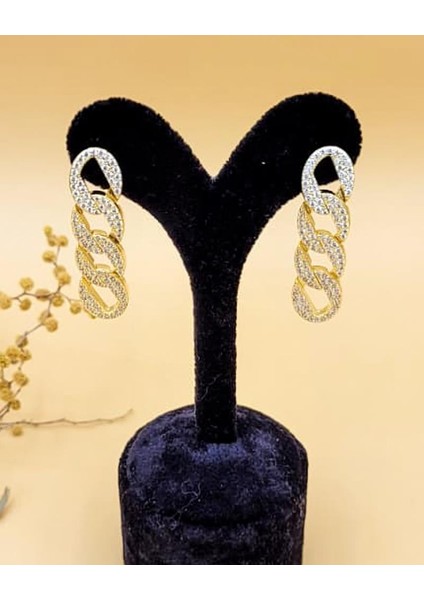 Zirkon Zincir Gold Küpe fiyatları