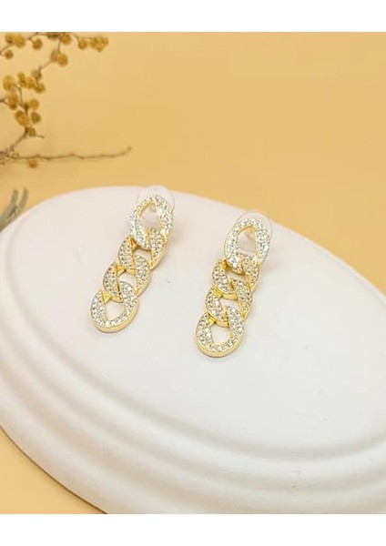 Zirkon Zincir Gold Küpe indirimleri