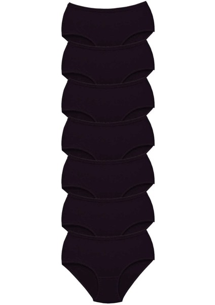 7 Adet Tutku Kadın Yüksek Bel Bato Kalın Lastik Külot Siyah