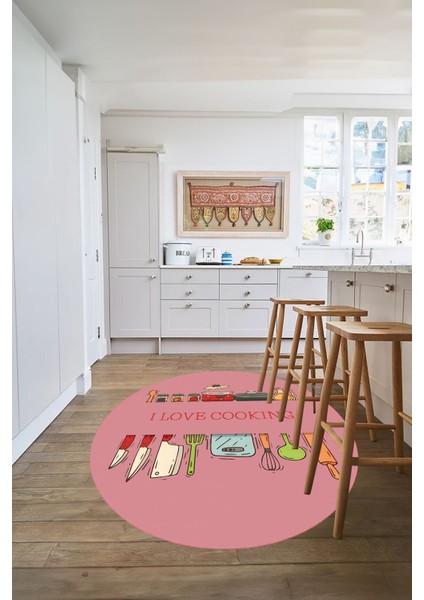 Çok Renkli Baskılı Yıkanabilir Kaymaz Yuvarlak Mutfak ve Salon Halısı fiyatları