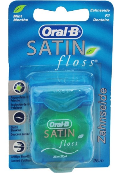 Satin Floss Diş İpi 25 m Saten Dokulu Rahat Kavrama Özellikli Ferah Nane Aromalı
