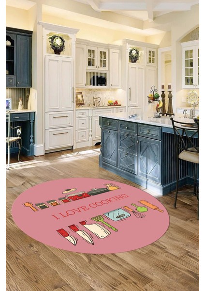 Çok Renkli Baskılı Yıkanabilir Kaymaz Yuvarlak Mutfak ve Salon Halısı indirimleri