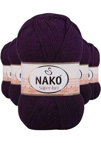 5 Adet Süper Inci El Örgü Ipi 100 gr Mor 3260