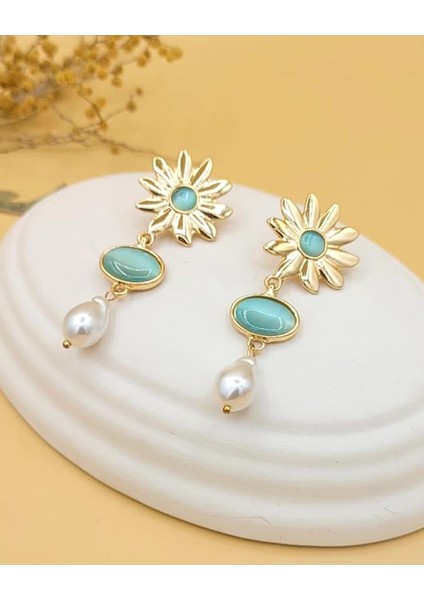 Asteria Güneş Çiçeği Gold Küpe