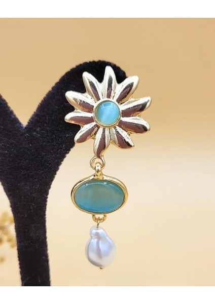 Asteria Güneş Çiçeği Gold Küpe indirimleri