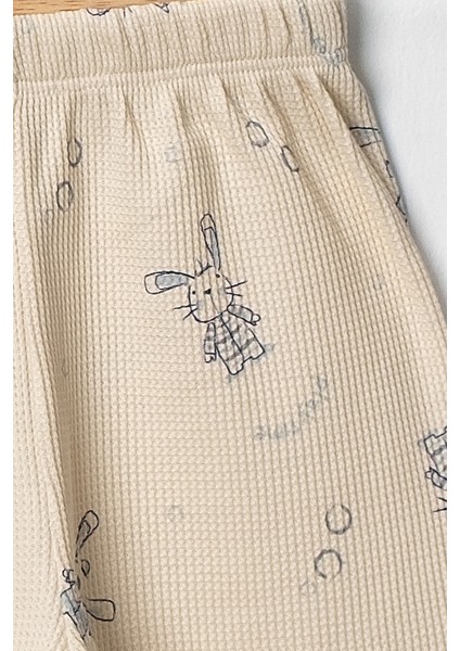 Unisex %100 Pamuklu Waffle Kumaş Yazlık Tişört ve Şort Takım - 9 - 12 - 18 Ay indirimleri