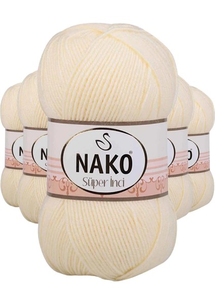 5 Adet Süper Inci El Örgü Ipi 100 gr Krem 256