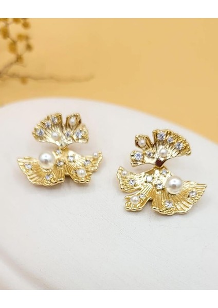 Inci Detaylı Gold Yaprak Küpe fiyatları