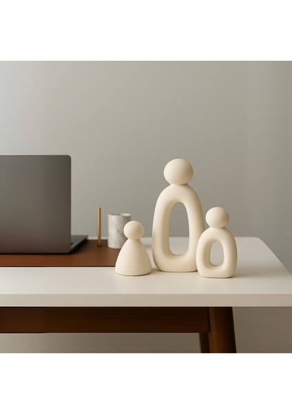 3’lü Set Soyut Aile Figürü – Modern Dekoratif Heykel