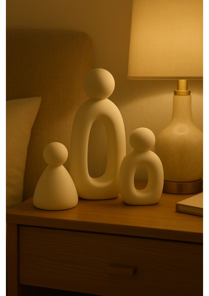 3’lü Set Soyut Aile Figürü – Modern Dekoratif Heykel indirimleri