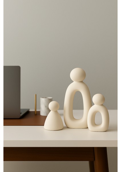 3’lü Set Soyut Aile Figürü – Modern Dekoratif Heykel