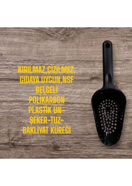 180 ml Delikli Plastik Mutfak Küreği, Zeytin, Şeker, Bakliyat Için Ideal, Siyah Renk
