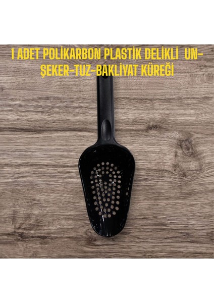 180 ml Delikli Plastik Mutfak Küreği, Zeytin, Şeker, Bakliyat Için Ideal, Siyah Renk fiyatları