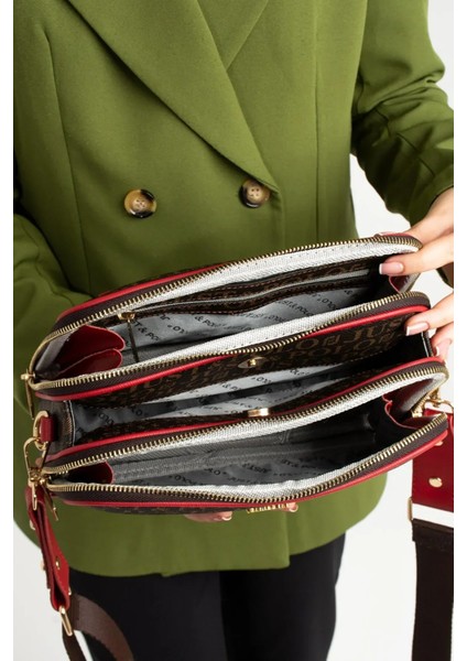 Kadın Suya Dayanıklı Baskı Desenli 5 Bölmeli Postacı Omuz Çantası Vecüzdanı Kombin indirimleri