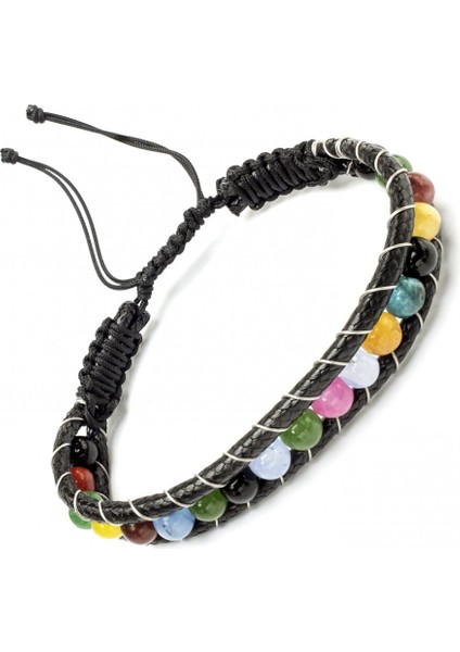 Çakra Doğaltaş Çelik Tel Örgülü Makrome Bileklik 31832B5D4