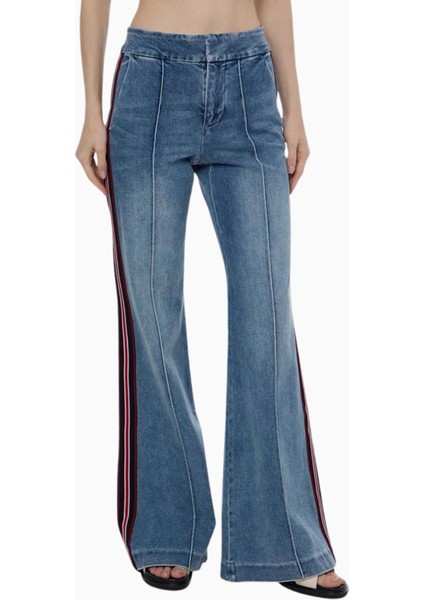 Çizgili Retro Tarz Ispanyol Paça Jean modelleri