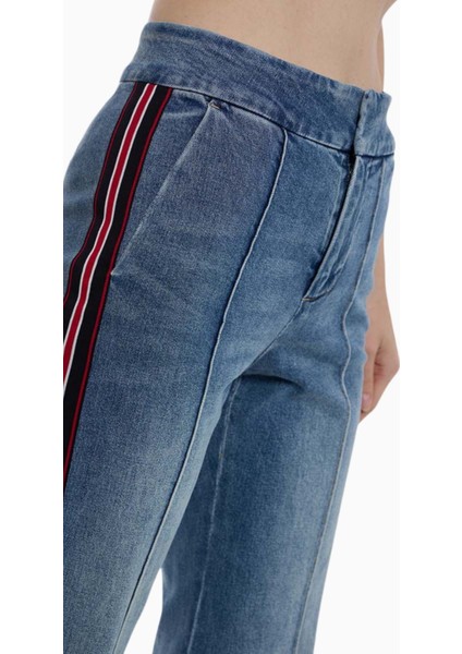 Çizgili Retro Tarz Ispanyol Paça Jean indirimleri