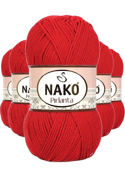 5 Adet Pırlanta Amigurumi El Örgü Ipi Yünü Gelincik Kırmızı 6741