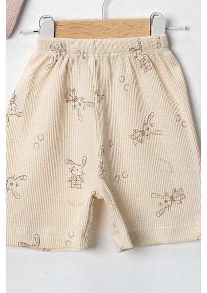 Unisex %100 Pamuklu Waffle Kumaş Yazlık Tişört ve Şort Takım - 9 - 12 - 18 Ay fırsatları