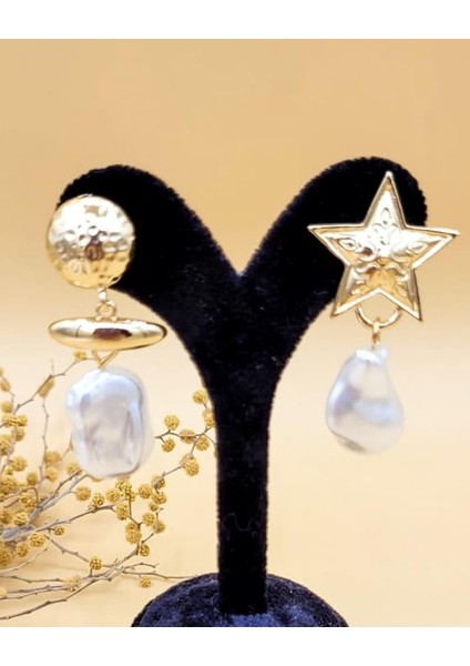 Asimetrik Inci Yıldız Küpe fiyatları