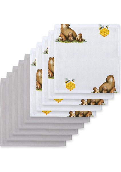 - Müslin Bebek Ağız Bezi Paketi – L’ours & Cotton Grey 10`lu