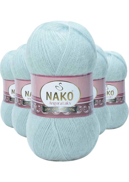 5 Adet Angora Lüks El Örgü Ipi Saraylı Mint 10471