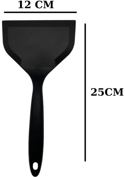 Isıya Dayanıklı Geniş Ağız Spatula 25X12 cm Siyah Renkli fırsatları