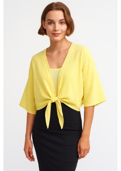 Kadın Bağlamalı Müslin Yarım Kol Bluz – Yazın Işıltısı