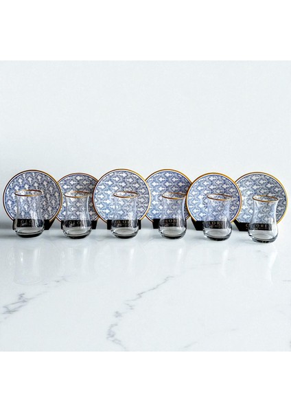 Mavi Beyaz 6 Kişilik Çay Bardağı Seti fırsatları