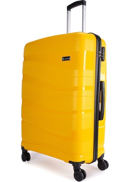 WX-PP10 Sarı Büyük Boy Polipropilen Kırılmaz Pp Valiz / Seyahat Bavulu