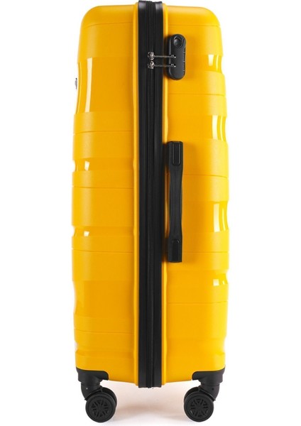 WX-PP10 Sarı Büyük Boy Polipropilen Kırılmaz Pp Valiz / Seyahat Bavulu modelleri
