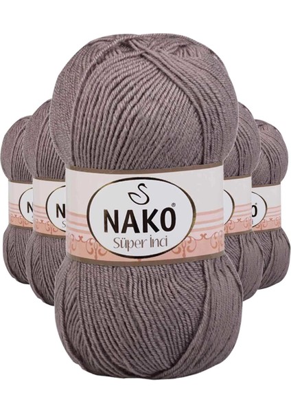 5 Adet Süper Inci El Örgü Ipi 100 gr Vizon 2000