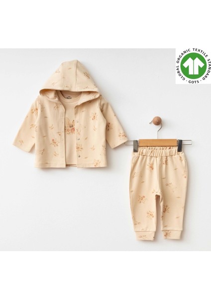 Eslenza Baby Organik 3'lü Çizgi Takım 0046 Bej