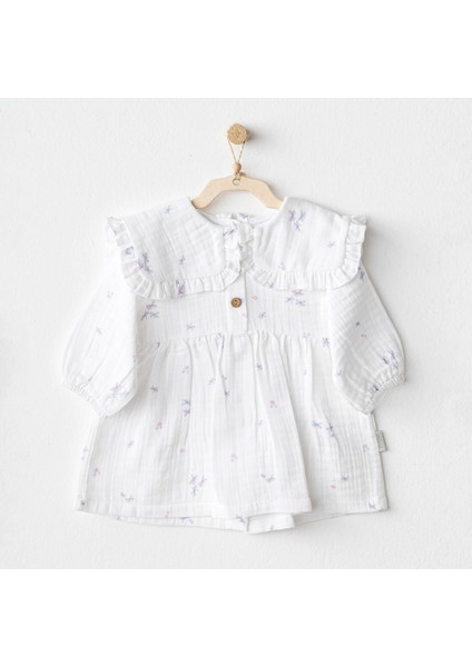 Andywawa AC25585 Magical Butterfly Müslin Bebek Elbise White