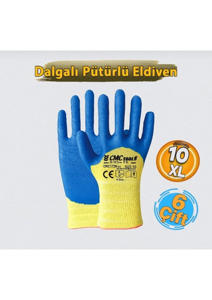 1727 Dalgalı Pütürlü Iş Eldiveni 10 Numara (6 Çift)