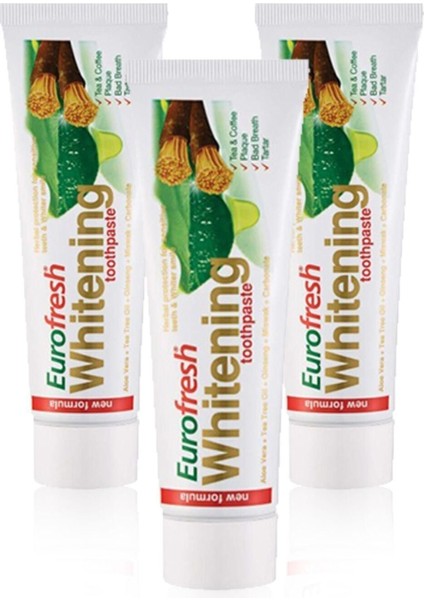 Eurofresh Misvaklı Beyazlatıcı Diş Macunu - Glütensiz, 3 Adet x 112 gr, Aloe Vera ve Doğal Ferah Aroma fiyatları
